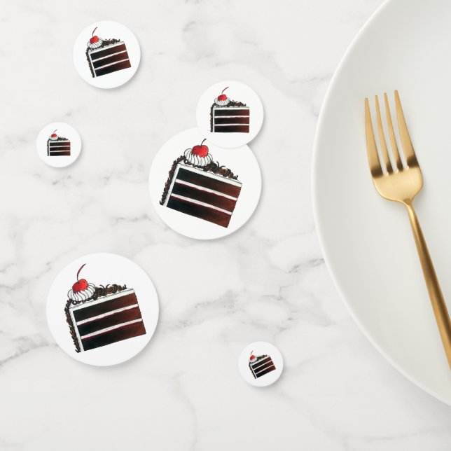 Cherry Black Forest Cake Slice Birthday Party Food Confetti (Group)