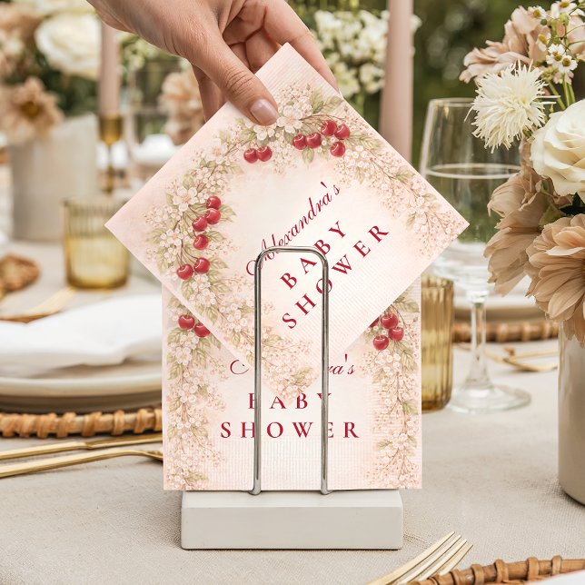 Cherry Bloom Floral Baby Shower Napkin (Creator Uploaded)