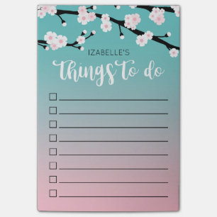 Cherry Bloom Ombre Custom Name To Do List Post-it Notes