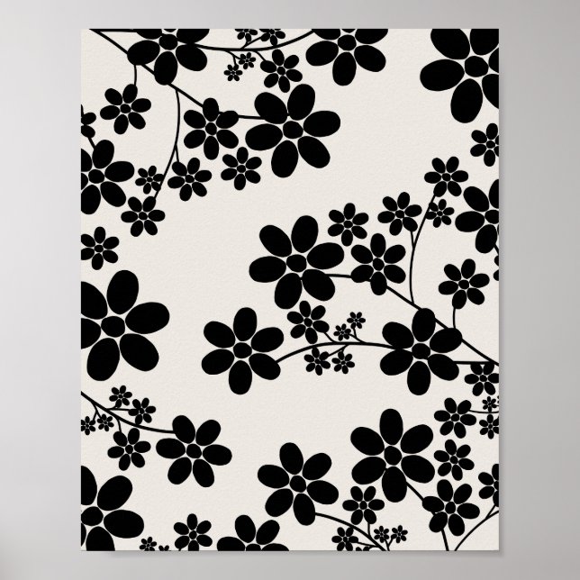 Cherry Blossom 12 Beige And Black Poster (Front)