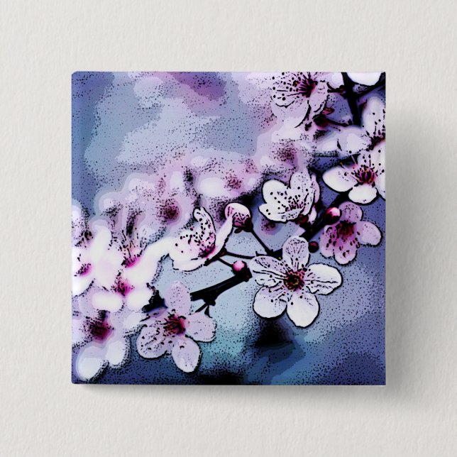 Cherry Blossom 15 Cm Square Badge (Front)