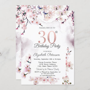 Cherry Blossom 30th Birthday  Invitation