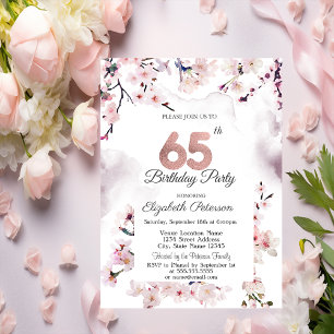 Cherry Blossom 65th Birthday  Invitation