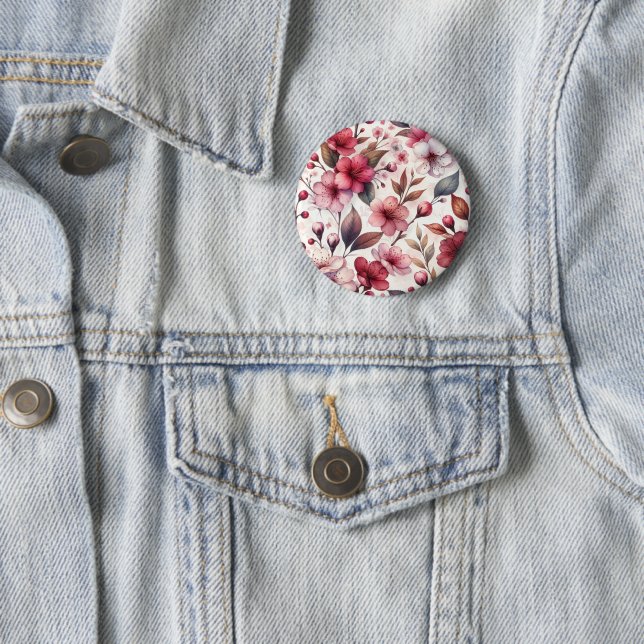 Cherry Blossom 6 Cm Round Badge (In Situ)