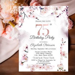 Cherry Blossom 75th Birthday  Invitation