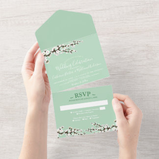 Cherry Blossom All-in-One Mint Event Invitation