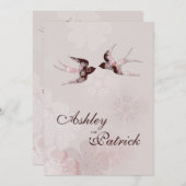 Cherry Blossom and Love Swallows Wedding Invitation (Front/Back)