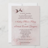 Cherry Blossom and Love Swallows Wedding Invitation (Back)