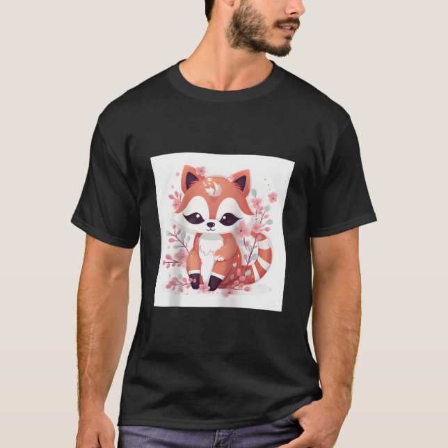 Cherry Blossom And Red Panda Print Home Decor Base T-Shirt (Front)