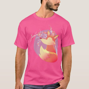 Cherry Blossom Animal Moon Sakura Nature Forest Fl T-Shirt