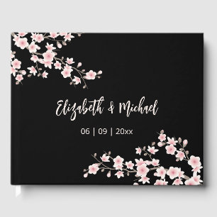 Cherry Blossom Apricot Floral Wedding Guest Book