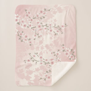 Cherry Blossom Apricot Vintage Floral  Sherpa Blanket