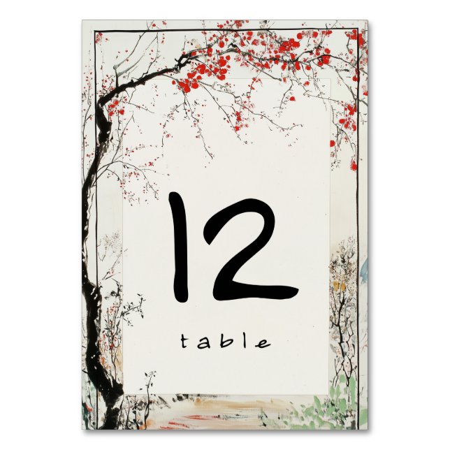Cherry Blossom Art Tree Table Number (Front)