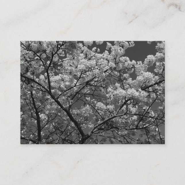 Cherry Blossom B&W Business Card (Front)