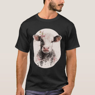 Cherry Blossom Baby Cow Calf Japanese Sakura Farm T-Shirt