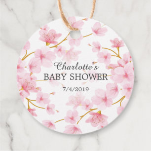 Cherry Blossom Baby Shower Favour Gift Tag