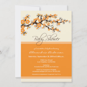 Cherry Blossom Baby Shower Invitation (orange)