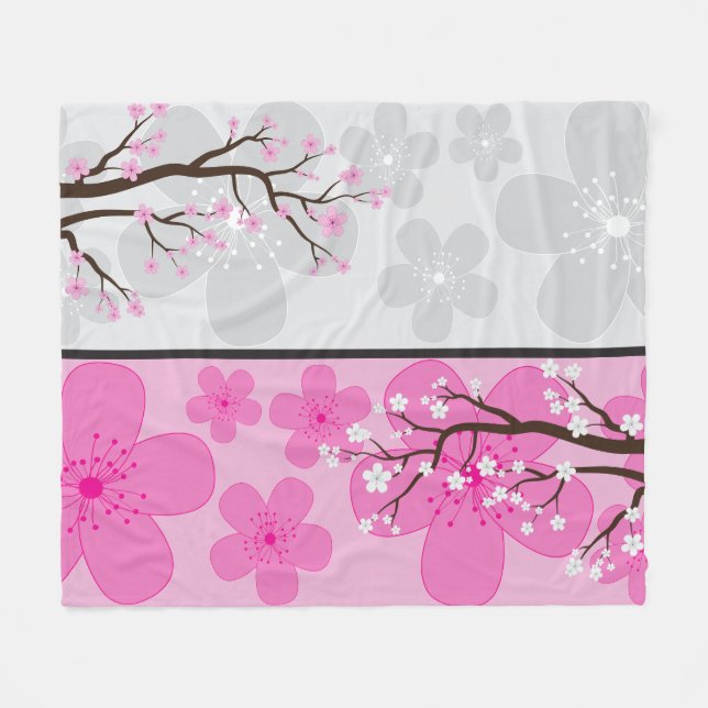 Cherry Blossom Banners Fleece Blanket (Front (Horizontal))