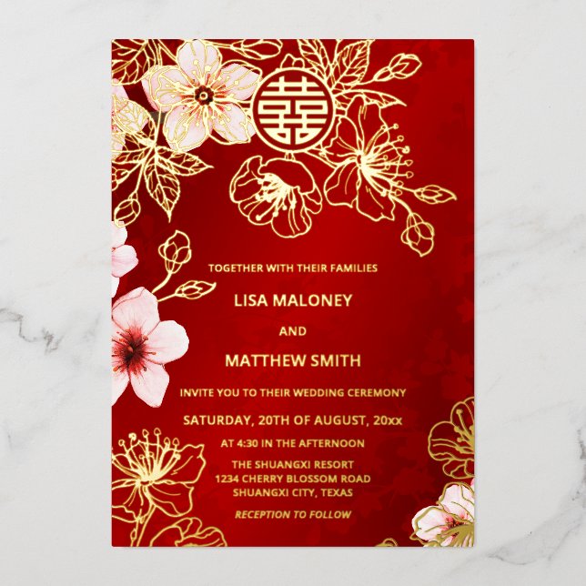 Cherry Blossom BILINGUAL Chinese Wedding (Front)