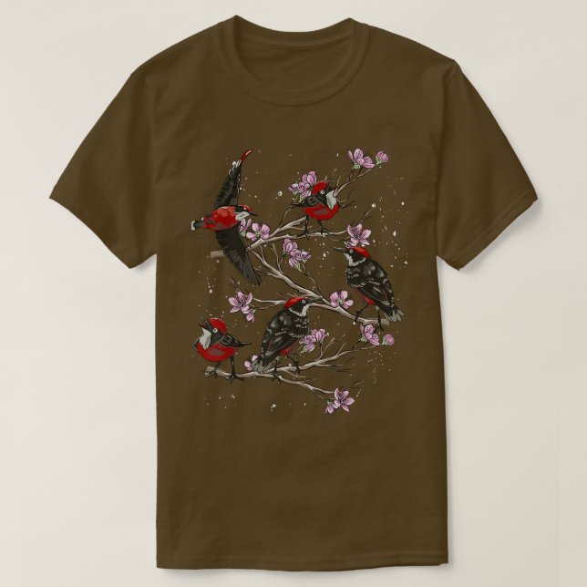 Cherry Blossom Bird Watching Sakura Bird Watcher B T-Shirt (Design Front)