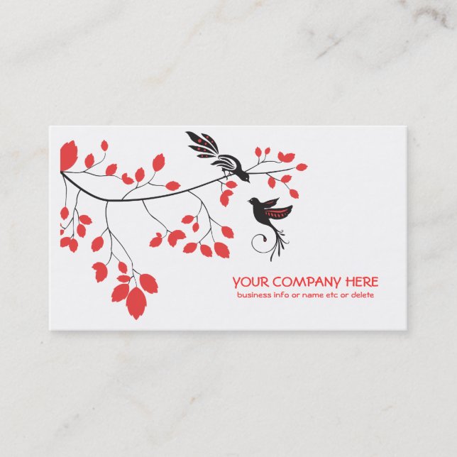 cherry blossom birds business cards (Front)