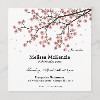 Cherry Blossom birthday party Invitation
