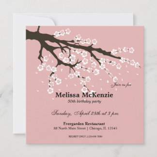 Cherry Blossom birthday party Invitation