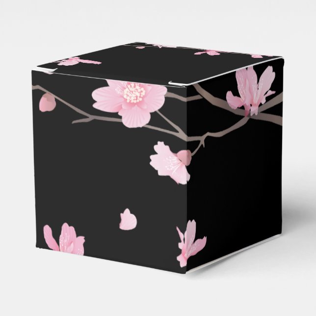 Cherry Blossom - Black Favour Box (Front Side)