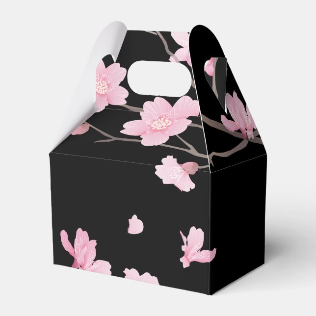 Cherry Blossom - Black Favour Box (Front Side)