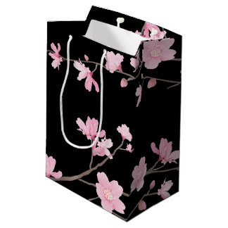 Cherry Blossom - Black Medium Gift Bag