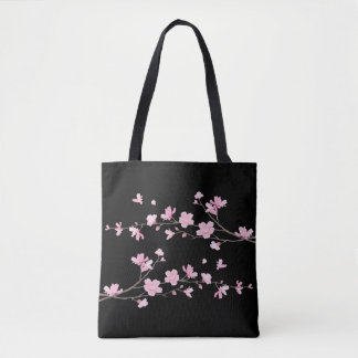 Cherry Blossom - Black Tote Bag