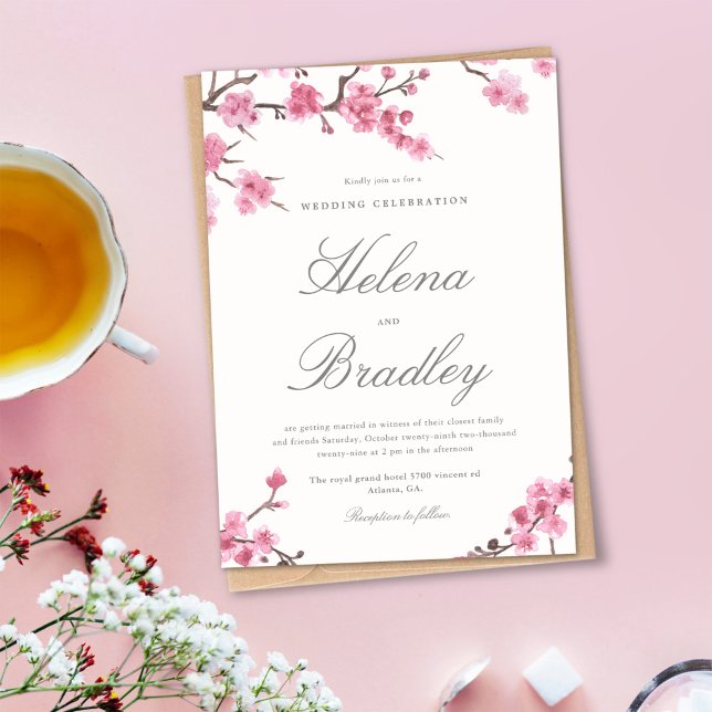 Cherry Blossom Bloom | Pink Wedding Invitation (Creator Uploaded)