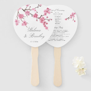 Cherry Blossom Bloom   Pink   Wedding Program Hand Fan