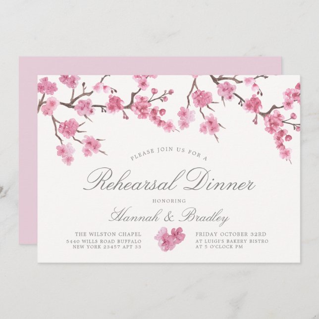 Cherry Blossom Bloom | Rehearsal Dinner Invitation (Front/Back)