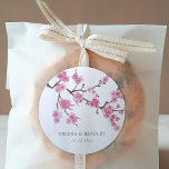 Cherry Blossom Bloom Wedding Classic Round Sticker<br><div class="desc">Create a unique set of monogram wedding stickers featuring a cherry blossom themed.  
All elements of this item are unlocked and customisable,  so have fun creating and making it your own.</div>