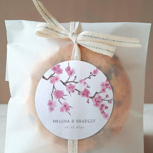 Cherry Blossom Bloom Wedding Classic Round Sticker