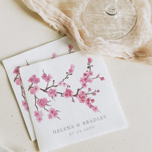 Cherry Blossom Bloom   Wedding Cocktail Napkin