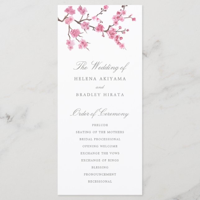 Cherry Blossom Bloom | Wedding Program Programme (Front)