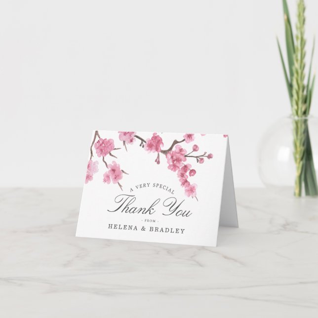 Cherry Blossom Bloom | Wedding Thank You Card (Front)