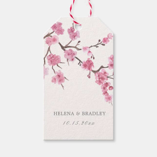 Cherry Blossom Bloom Wedding Thank You Gift Tags (Front)