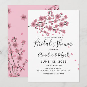 Cherry Blossom Blush Petals Bridal Shower    Invitation