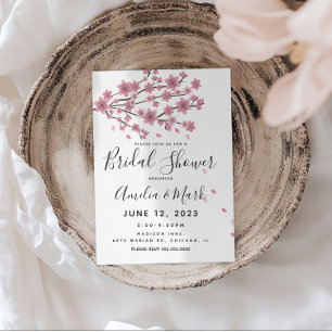 Cherry Blossom Blush Petals Bridal Shower Rustic Invitation