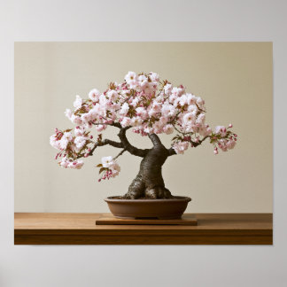 Cherry Blossom Bonsai Art Print | Japanese Spring