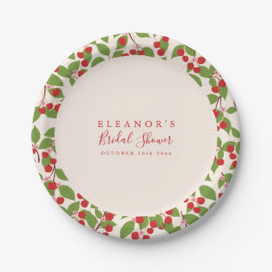 Cherry Blossom Border Personalized Bridal Shower Paper Plate