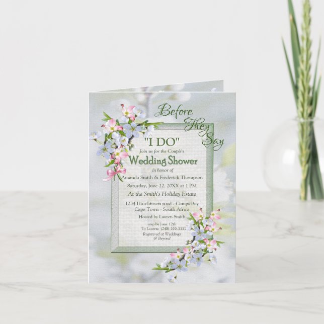 Cherry Blossom Bouquet Couple Shower Invitation (Front)