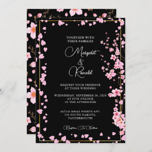 Cherry Blossom bouquet watercolor Invitation