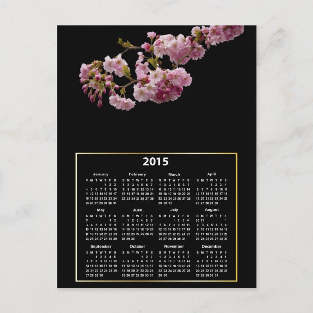 Cherry Blossom Branch 2015 Calendar Postcard (Front)