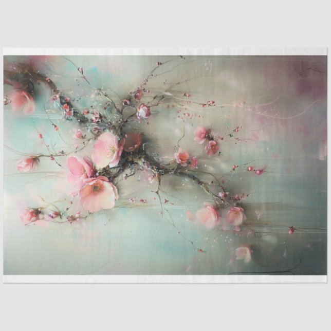 Cherry Blossom Branch, Abstract Realism Tissue Paper (Front)