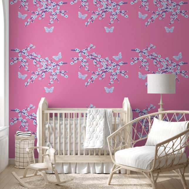 Cherry Blossom - Branch Butterfly 8a Wallpaper (Kids)