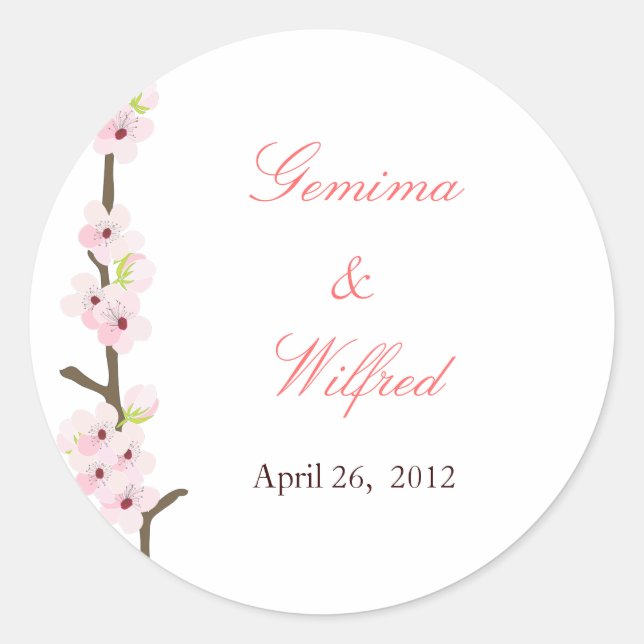 Cherry Blossom Branch Round Sticker (White) (Front)